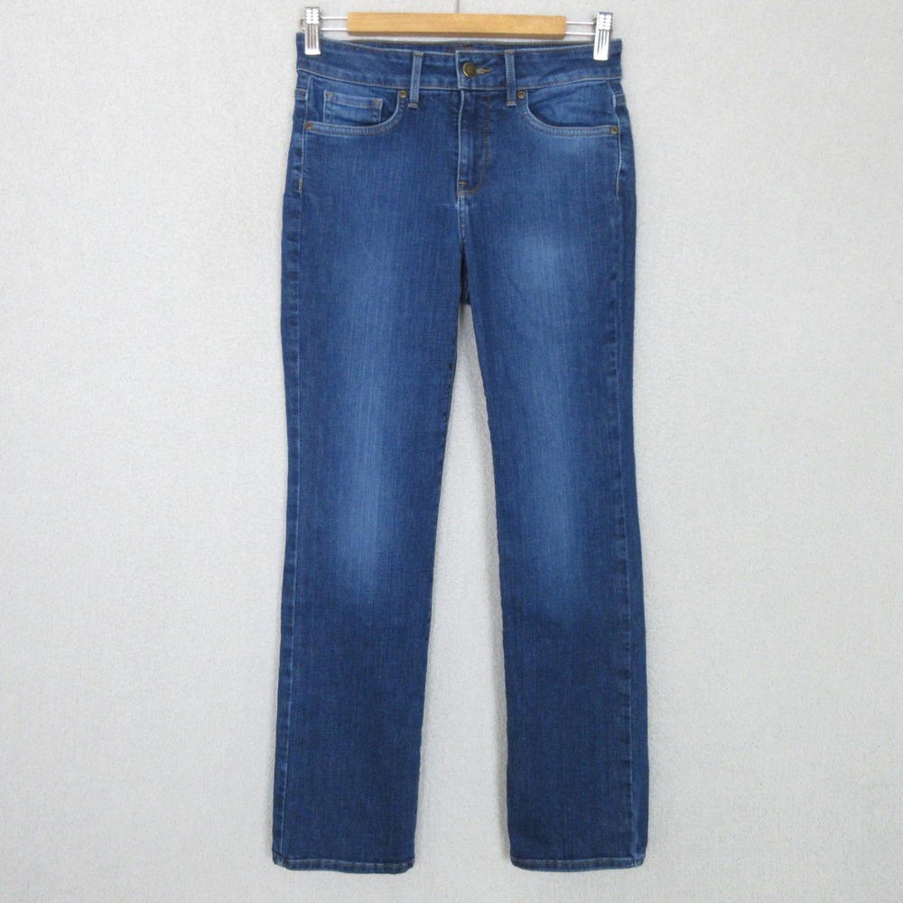 NYDJ Marilyn Straight Jeans Womens 4P Blue Denim Mid Rise Stretch Pants